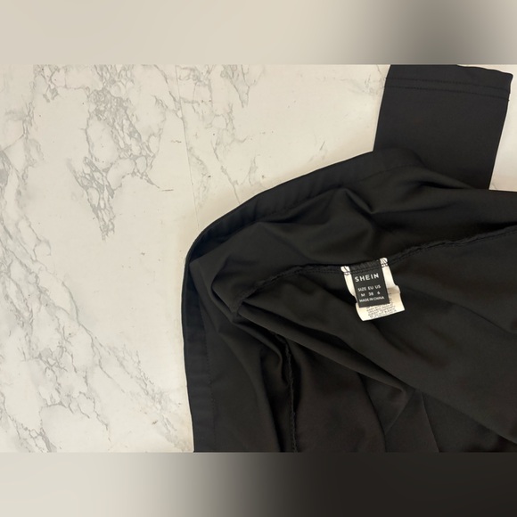 SHEIN Black Round Neck Long Sleeve Maxi Dress Split Side Sz M Beaded Bodycon - Picture 5 of 5